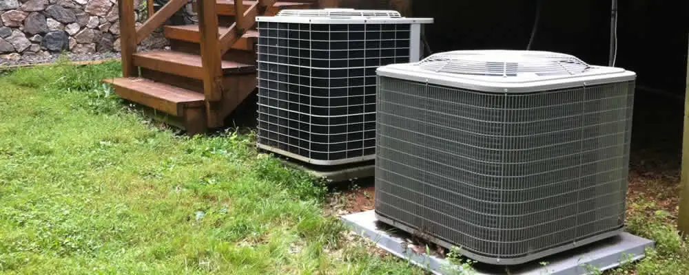 Heat pump installation and service units outside a home in Kenosha, WI